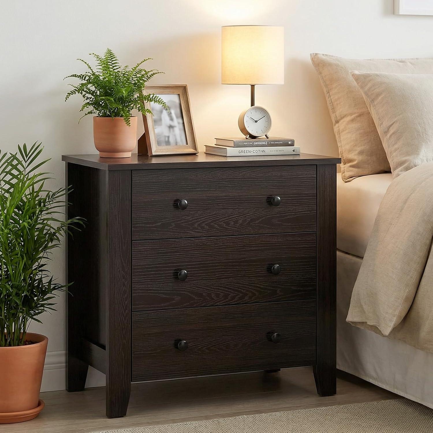 image:imageGiantex Small 3Drawer Dresser for Bedroom 285 x 18 x 26 Wide Chest of Drawers Modern Large Nightstand Storage Cabinet Closet Storage Organizer for Living Room Hallway WhiteBrown