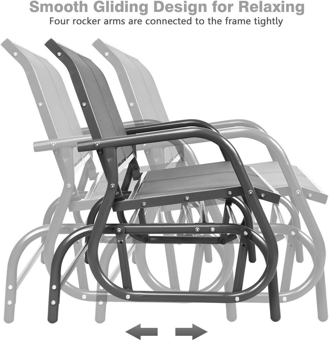 image:imageGiantex Swing Glider Chair 48 Inch with Spacious Space 2 People Lounge Cozy Patio Bench Outdoor amp Indoor for Patio Backyard Poolside Lawn Steel Rocking Garden Loveseat BrownGrey
