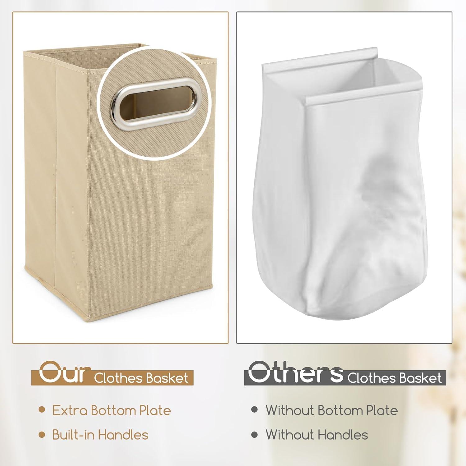 image:imageGiantex Tilt Out Laundry Hamper Laundry Hamper Cabinet with 3 Tier Storage Shelves Removable Laundry Basket 51 Tall Freestanding Bamboo Tower Hamper Organizer for Bathroom Small Space