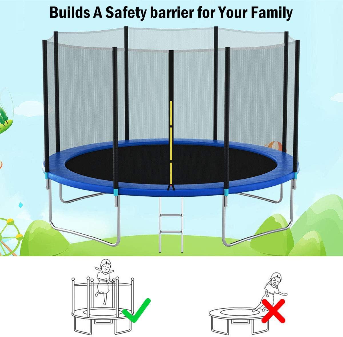 image:imageGiantex Trampoline Enclosure Net Only with Zipper amp Buckle Perfect Visibility and TearampWeatherResistant 12FT 14FT 15FT 16FT Trampoline Replacement Safety Enclosure Net12FT 8 Poles