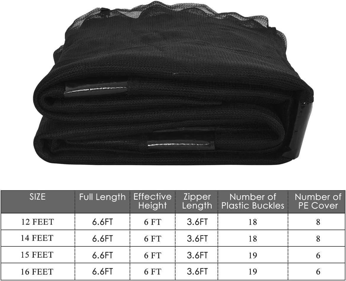 image:imageGiantex Trampoline Enclosure Net Only with Zipper amp Buckle Perfect Visibility and TearampWeatherResistant 12FT 14FT 15FT 16FT Trampoline Replacement Safety Enclosure Net16FT 6 Poles