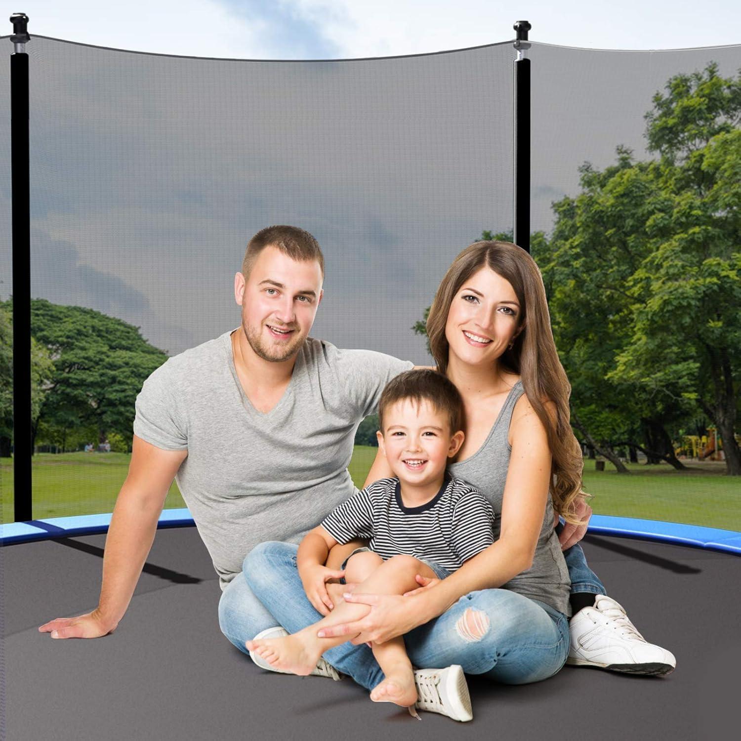 image:imageGiantex Trampoline Enclosure Net Only with Zipper amp Buckle Perfect Visibility and TearampWeatherResistant 12FT 14FT 15FT 16FT Trampoline Replacement Safety Enclosure Net14FT 8 Poles