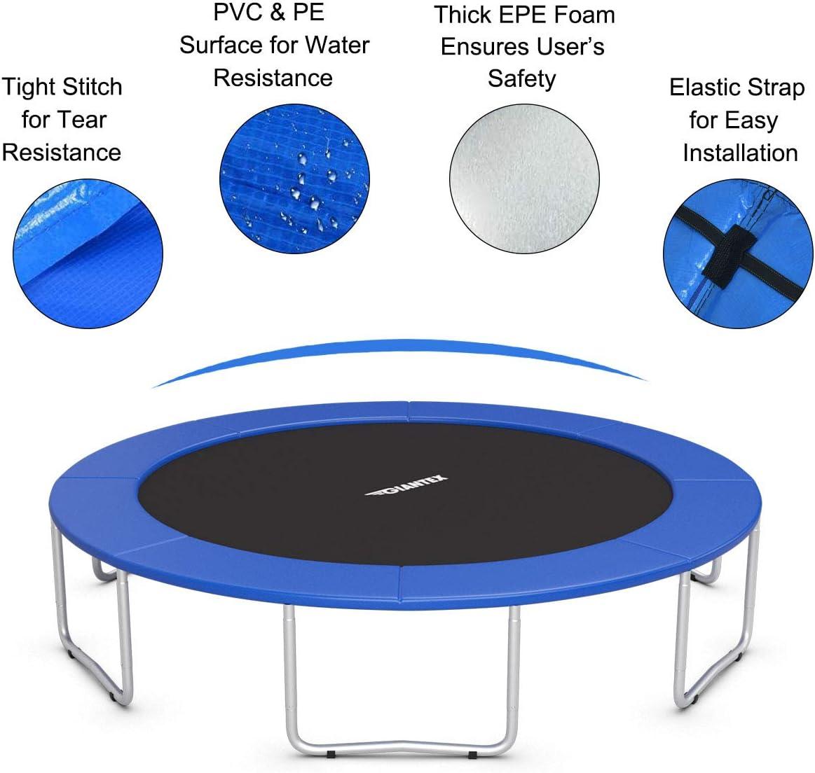 image:imageGiantex Trampoline Pad 8ft 10ft 12ft 14ft 15ft 16ft Trampoline Replacement Safety Pad No Holes for Pole Waterproof Trampoline Accessories Spring CoverBlue