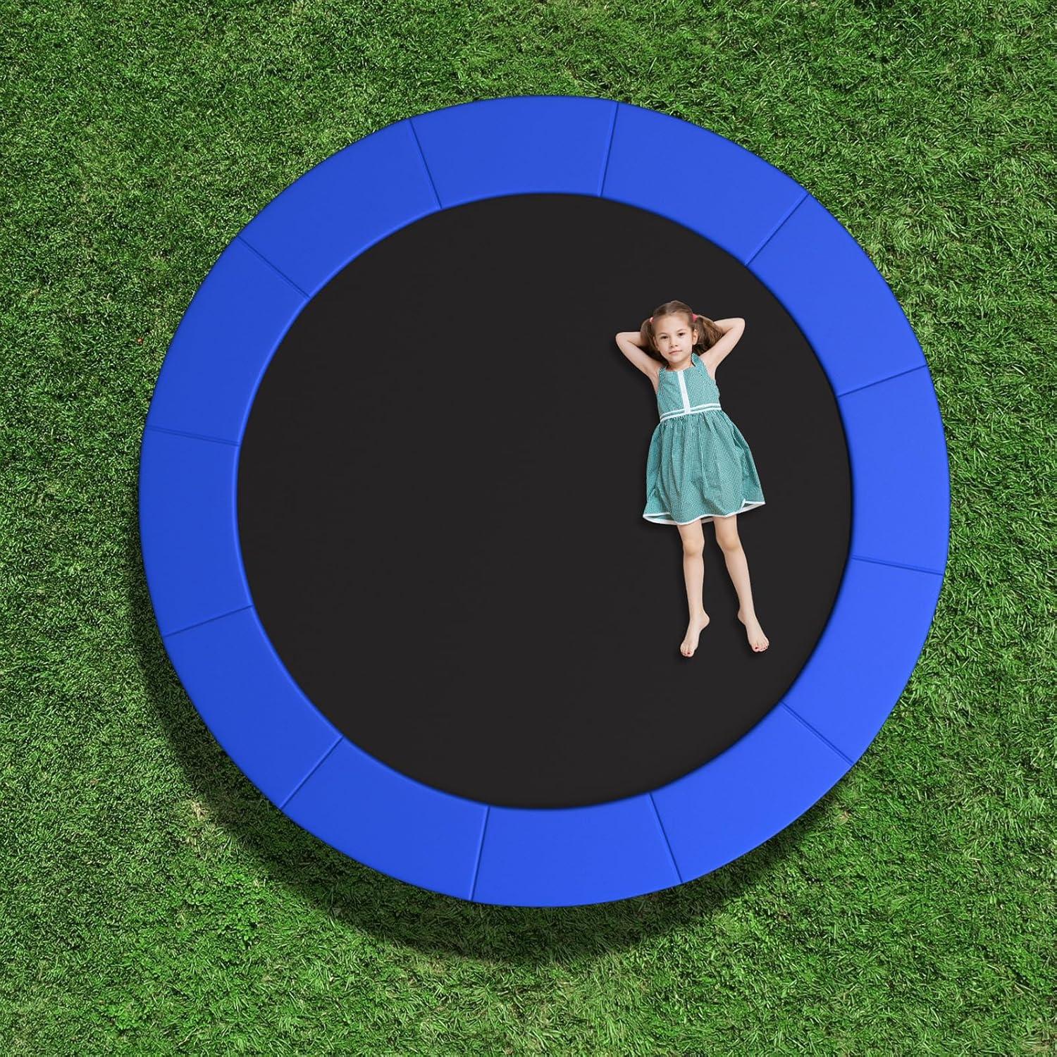 image:imageGiantex Trampoline Pad 8ft 10ft 12ft 14ft 15ft 16ft Trampoline Replacement Safety Pad No Holes for Pole Waterproof Trampoline Accessories Spring CoverBlue