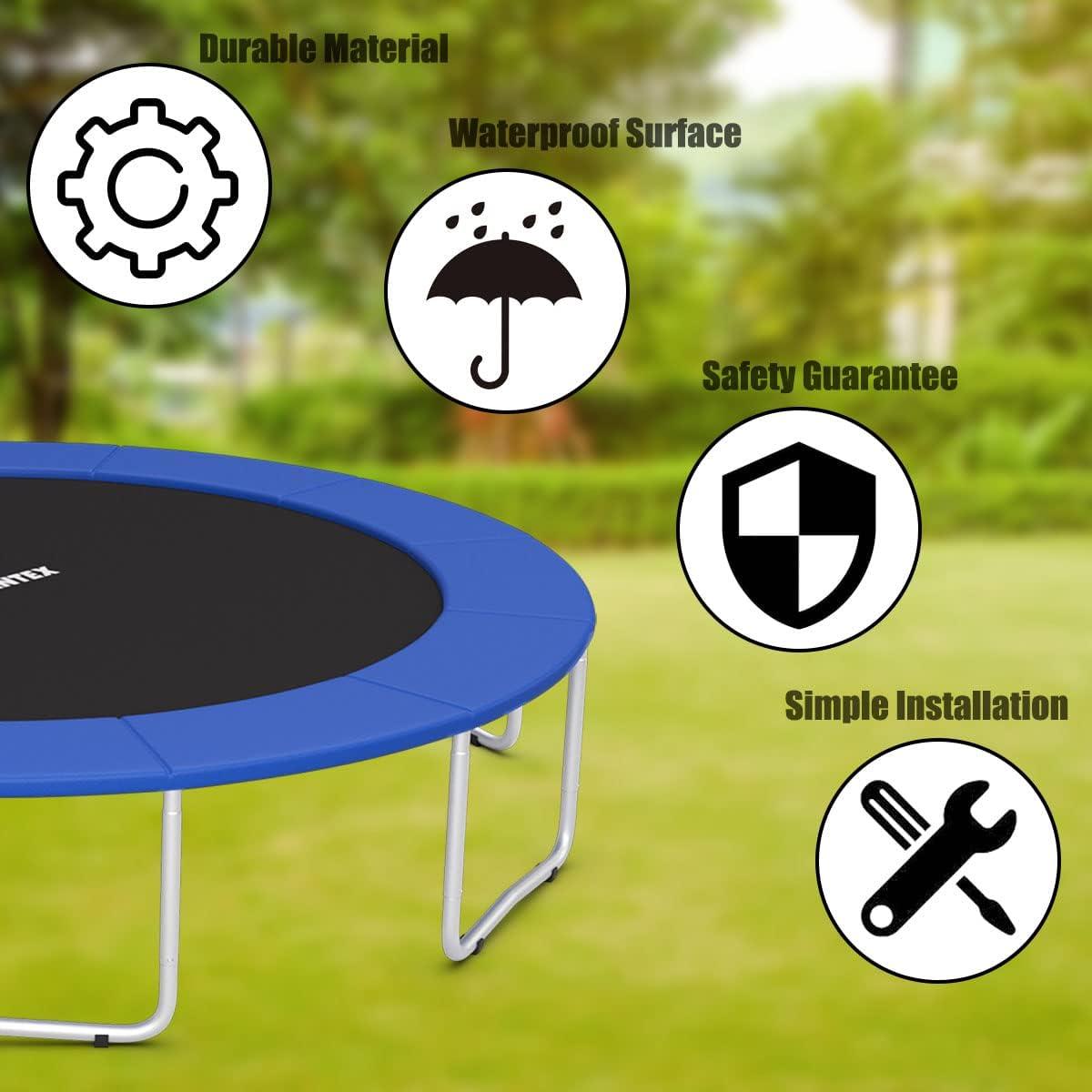 image:imageGiantex Trampoline Pad 8ft 10ft 12ft 14ft 15ft 16ft Trampoline Replacement Safety Pad No Holes for Pole Waterproof Trampoline Accessories Spring CoverBlue