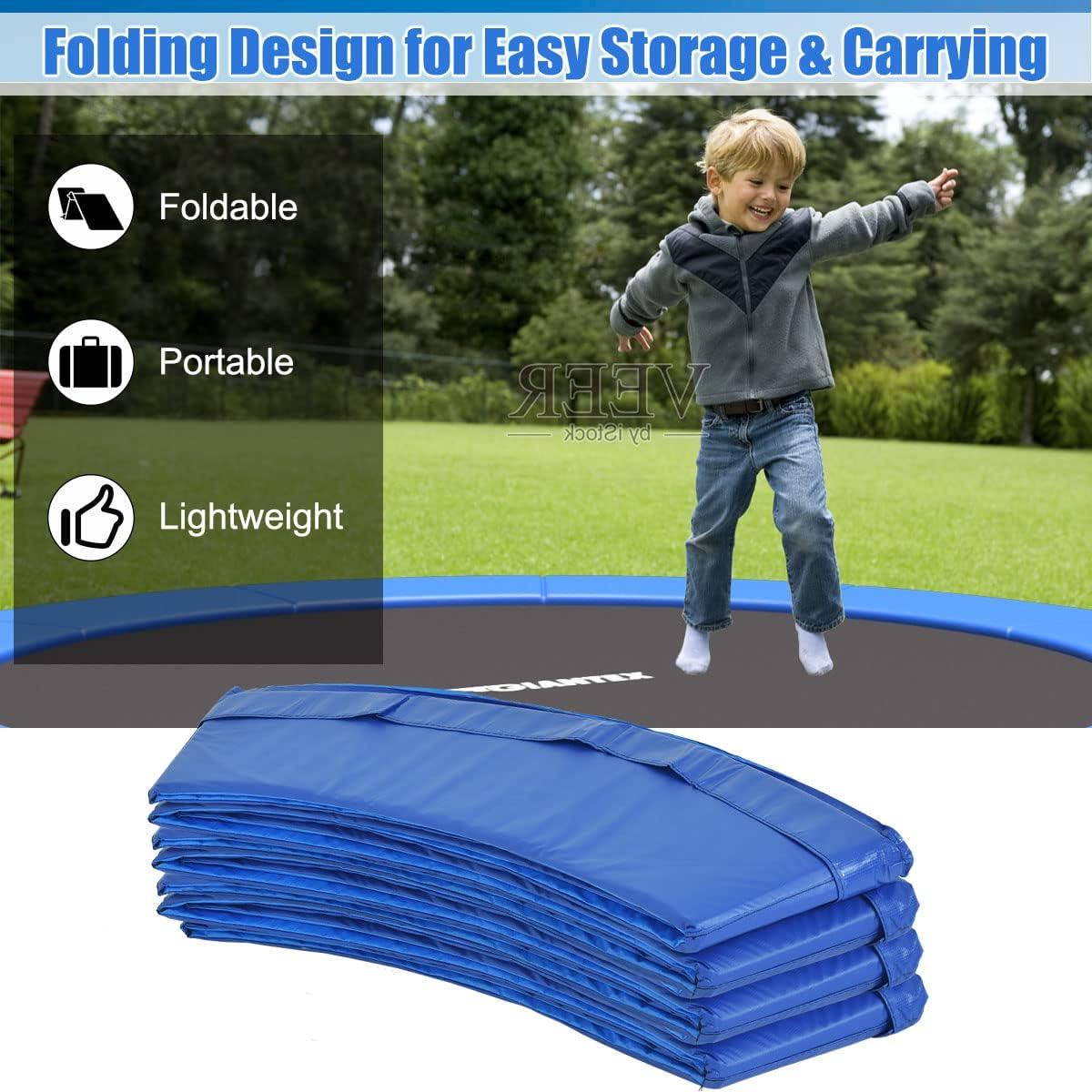 image:imageGiantex Trampoline Pad 8ft 10ft 12ft 14ft 15ft 16ft Trampoline Replacement Safety Pad No Holes for Pole Waterproof Trampoline Accessories Spring CoverBlue