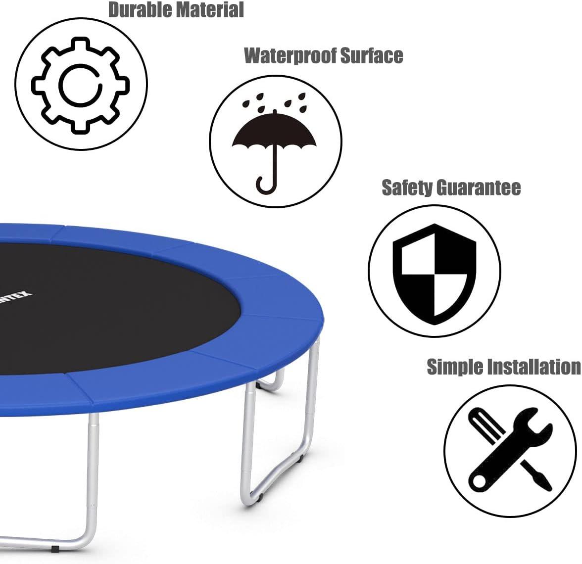 image:imageGiantex Trampoline Pad 8ft 10ft 12ft 14ft 15ft 16ft Trampoline Replacement Safety Pad No Holes for Pole Waterproof Trampoline Accessories Spring CoverBlue