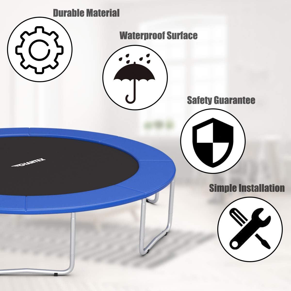 image:imageGiantex Trampoline Pad 8ft 10ft 12ft 14ft 15ft 16ft Trampoline Replacement Safety Pad No Holes for Pole Waterproof Trampoline Accessories Spring CoverBlue