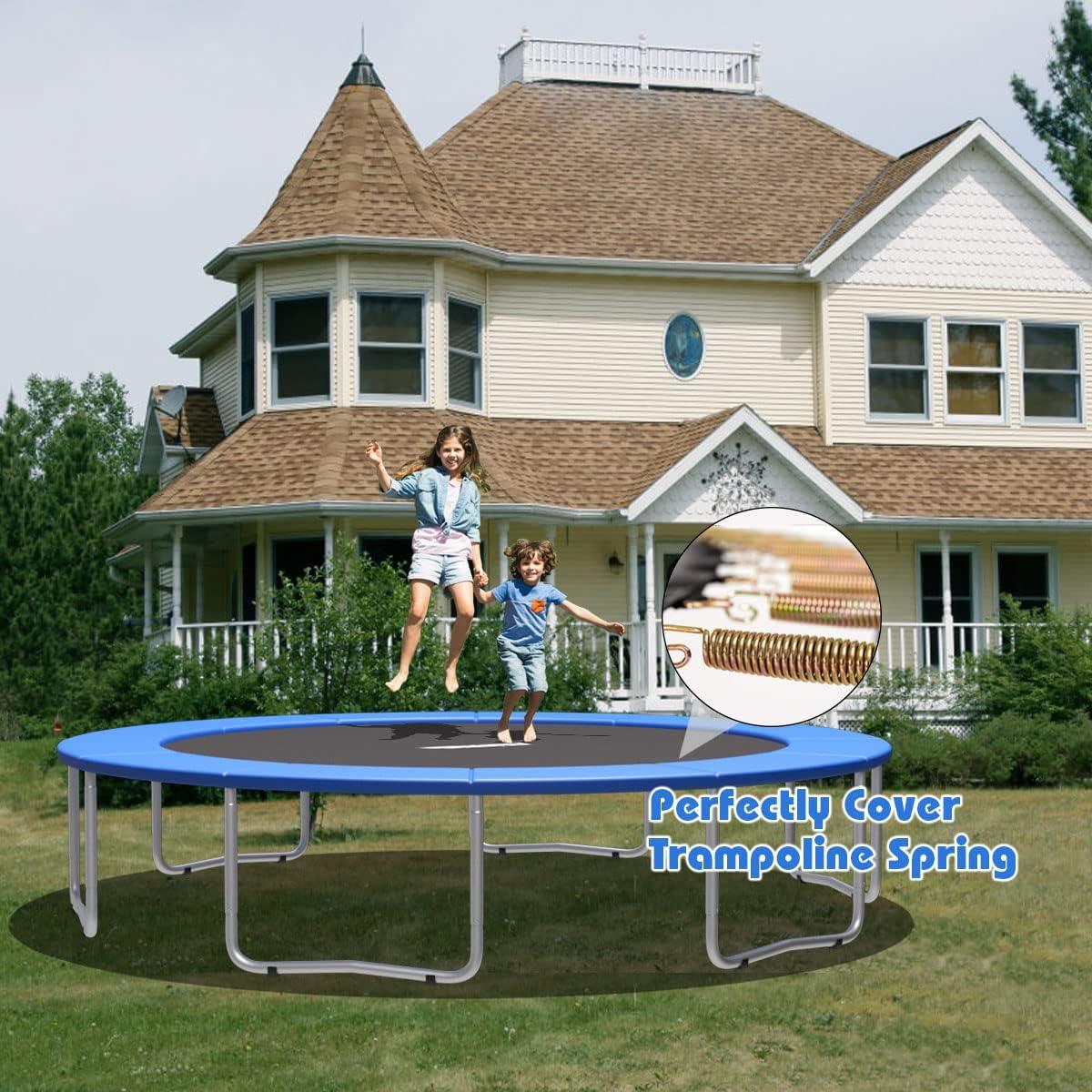 image:imageGiantex Trampoline Pad 8ft 10ft 12ft 14ft 15ft 16ft Trampoline Replacement Safety Pad No Holes for Pole Waterproof Trampoline Accessories Spring CoverBlue