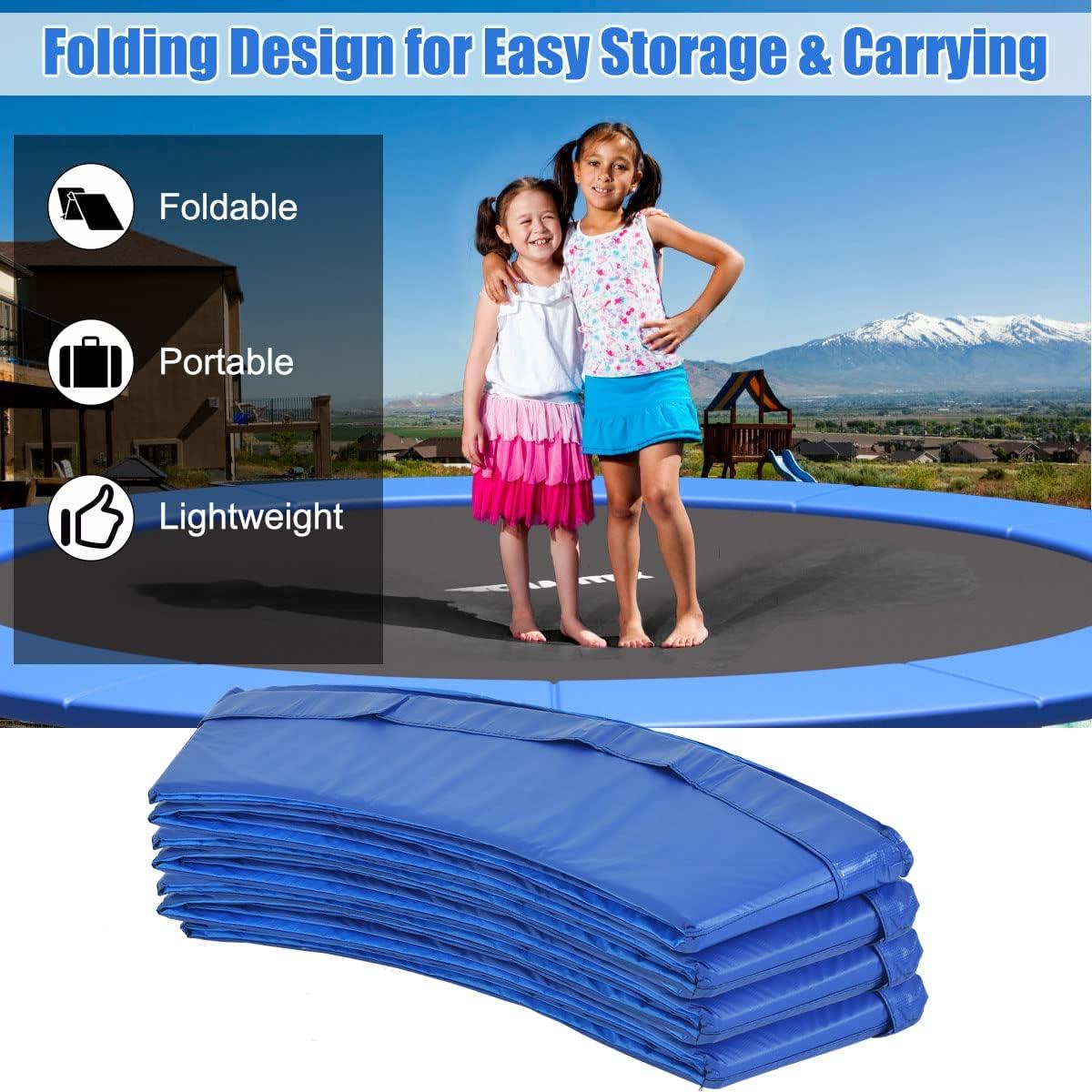 image:imageGiantex Trampoline Pad 8ft 10ft 12ft 14ft 15ft 16ft Trampoline Replacement Safety Pad No Holes for Pole Waterproof Trampoline Accessories Spring CoverBlue