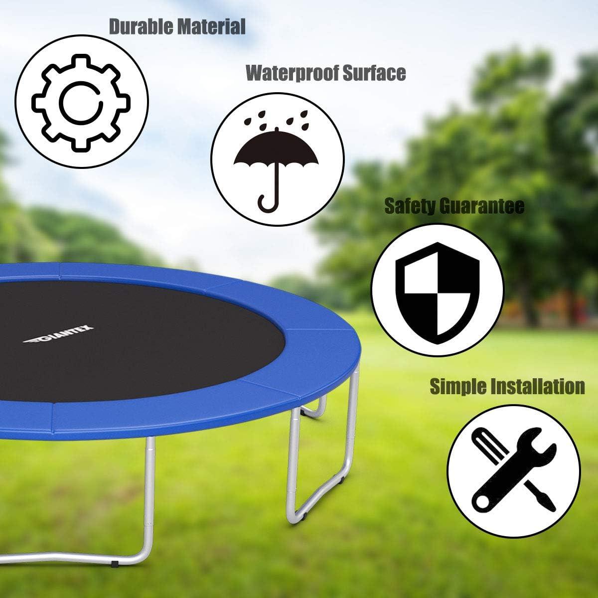 image:imageGiantex Trampoline Pad 8ft 10ft 12ft 14ft 15ft 16ft Trampoline Replacement Safety Pad No Holes for Pole Waterproof Trampoline Accessories Spring CoverBlue
