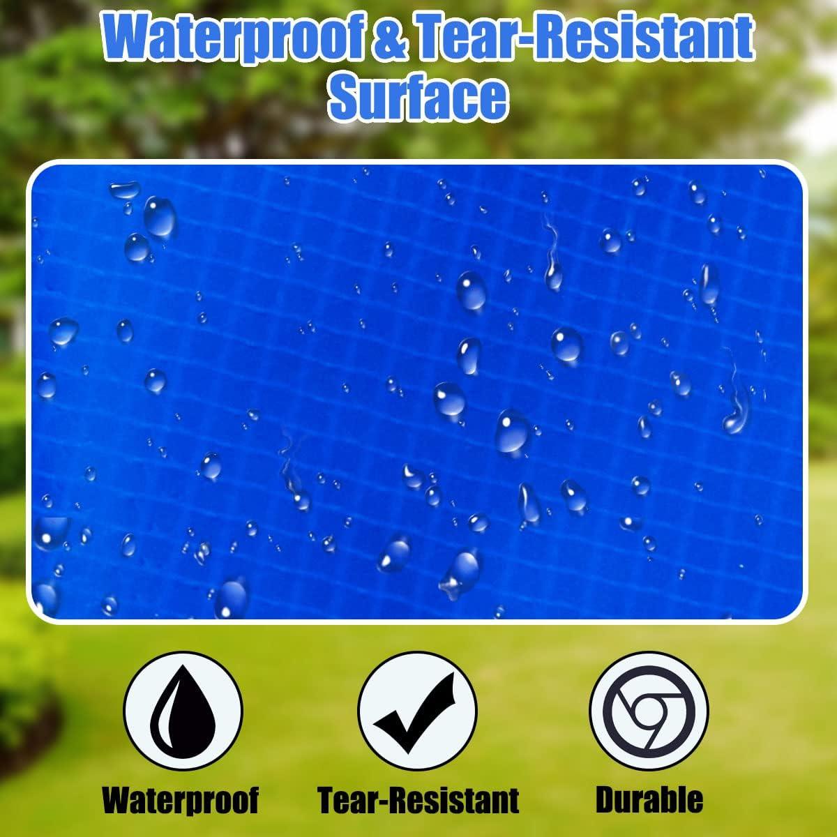 image:imageGiantex Trampoline Pad 8ft 10ft 12ft 14ft 15ft 16ft Trampoline Replacement Safety Pad No Holes for Pole Waterproof Trampoline Accessories Spring CoverBlue