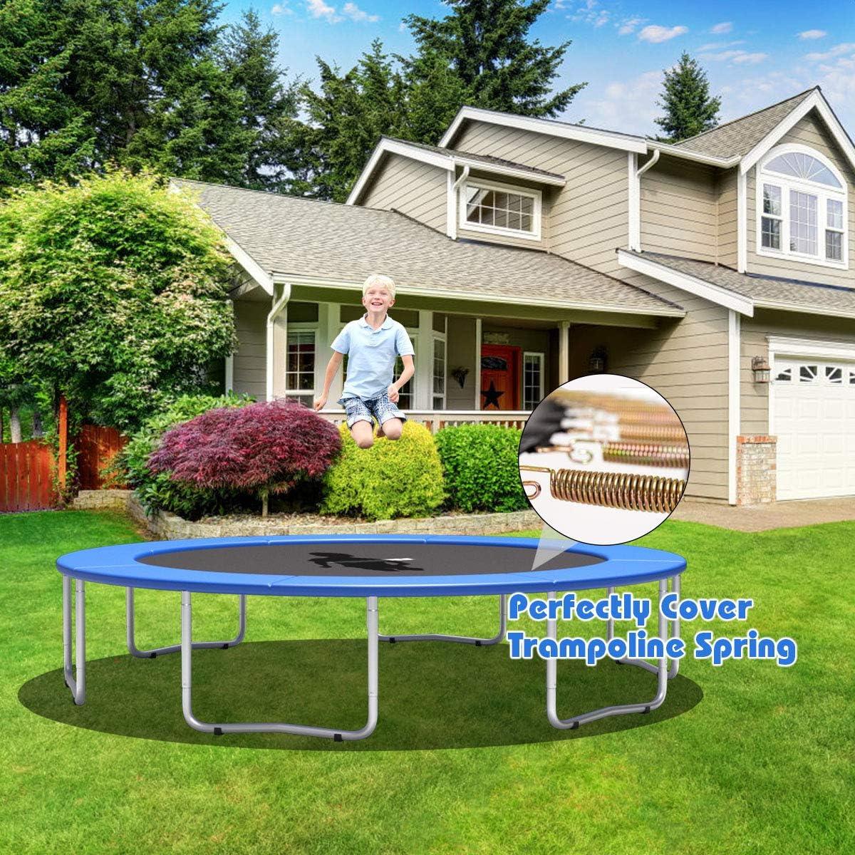 image:imageGiantex Trampoline Pad 8ft 10ft 12ft 14ft 15ft 16ft Trampoline Replacement Safety Pad No Holes for Pole Waterproof Trampoline Accessories Spring CoverBlue