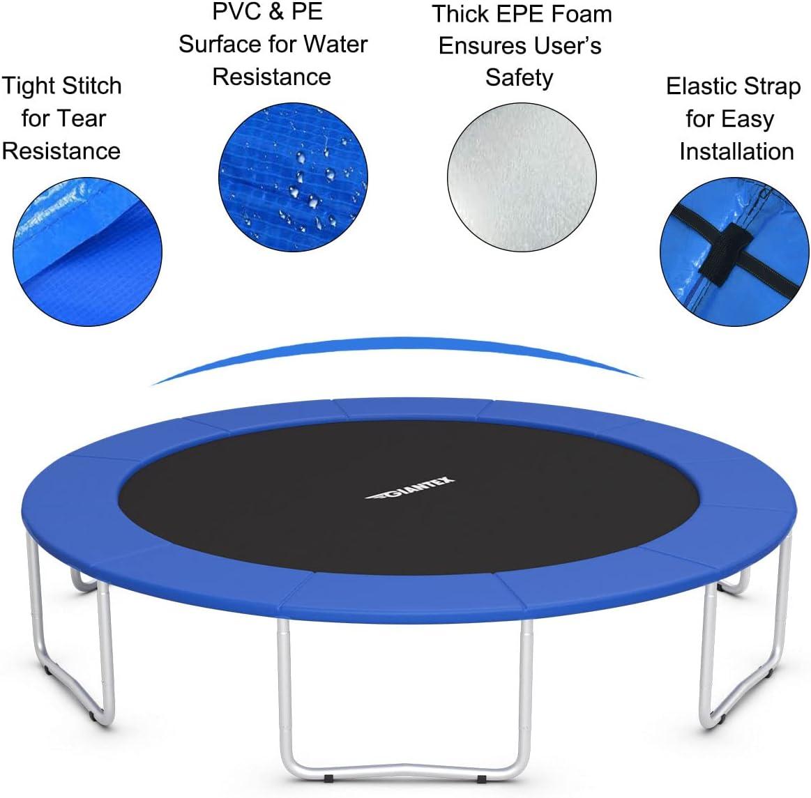 image:imageGiantex Trampoline Pad 8ft 10ft 12ft 14ft 15ft 16ft Trampoline Replacement Safety Pad No Holes for Pole Waterproof Trampoline Accessories Spring CoverBlue
