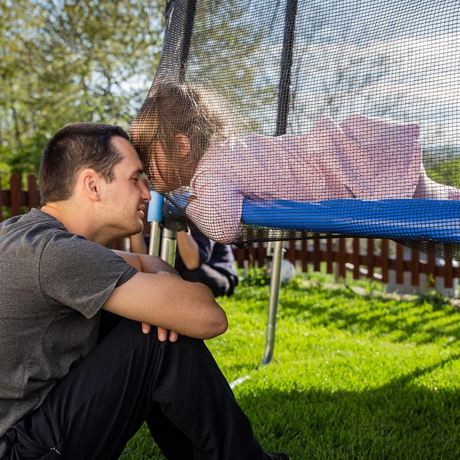 image:imageGiantex Trampoline Safety Net 8 10 12 14 15 16Ft WeatherResistant Replacement Enclosure Net for Round Frame with DoubleHeaded Zippers Protection Buckles amp Enhanced Hook Poles Not Included15FT 6 Poles