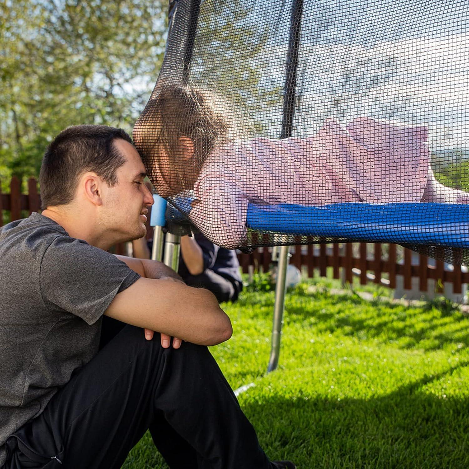 image:imageGiantex Trampoline Safety Net 8 10 12 14 15 16Ft WeatherResistant Replacement Enclosure Net for Round Frame with DoubleHeaded Zippers Protection Buckles amp Enhanced Hook Poles Not Included16FT 6 Poles