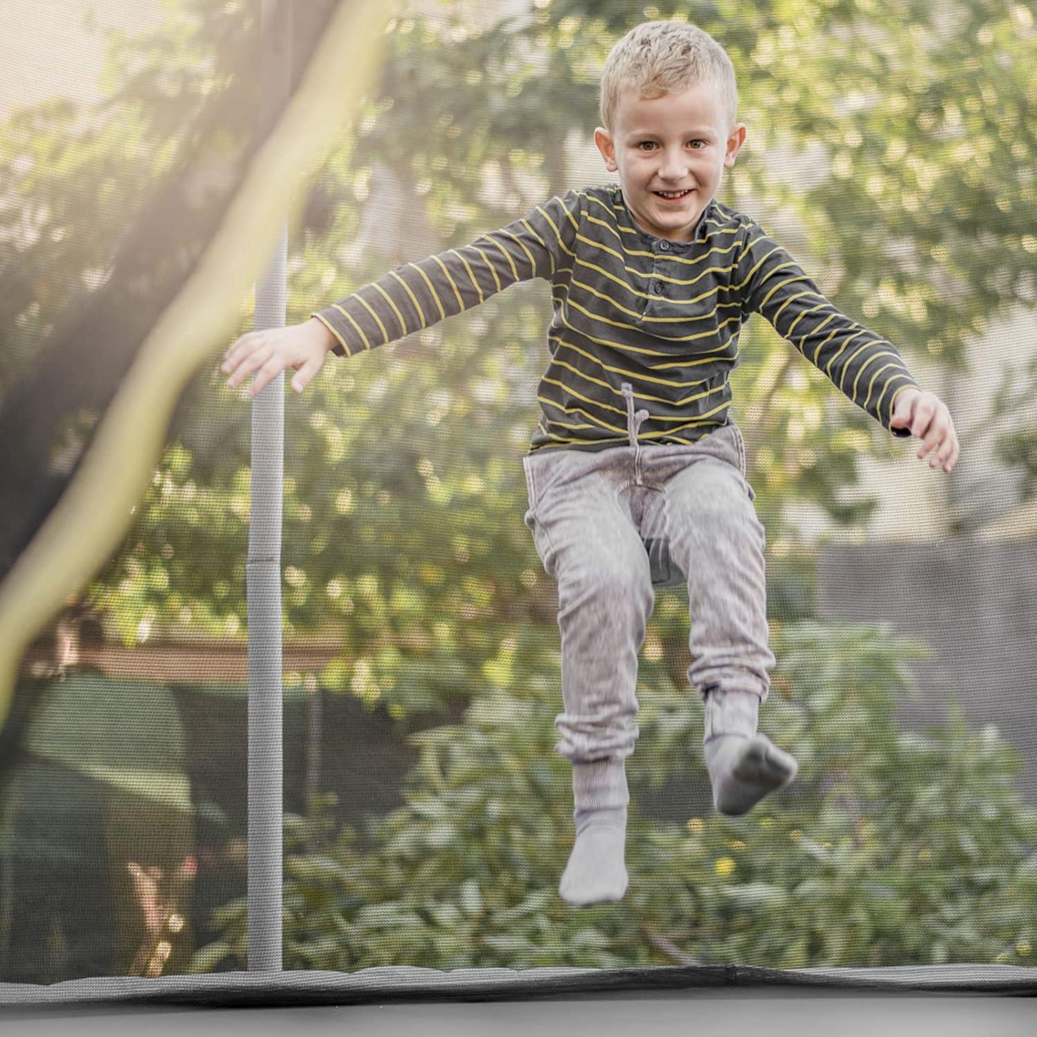image:imageGiantex Trampoline Safety Net wAdjustable Straps 8 10 12 14 15 16Ft WeatherResistant Replacement Enclosure Net with DoubleHeaded Zipper Protection Buckle Poles Not Included10FT 6 Poles