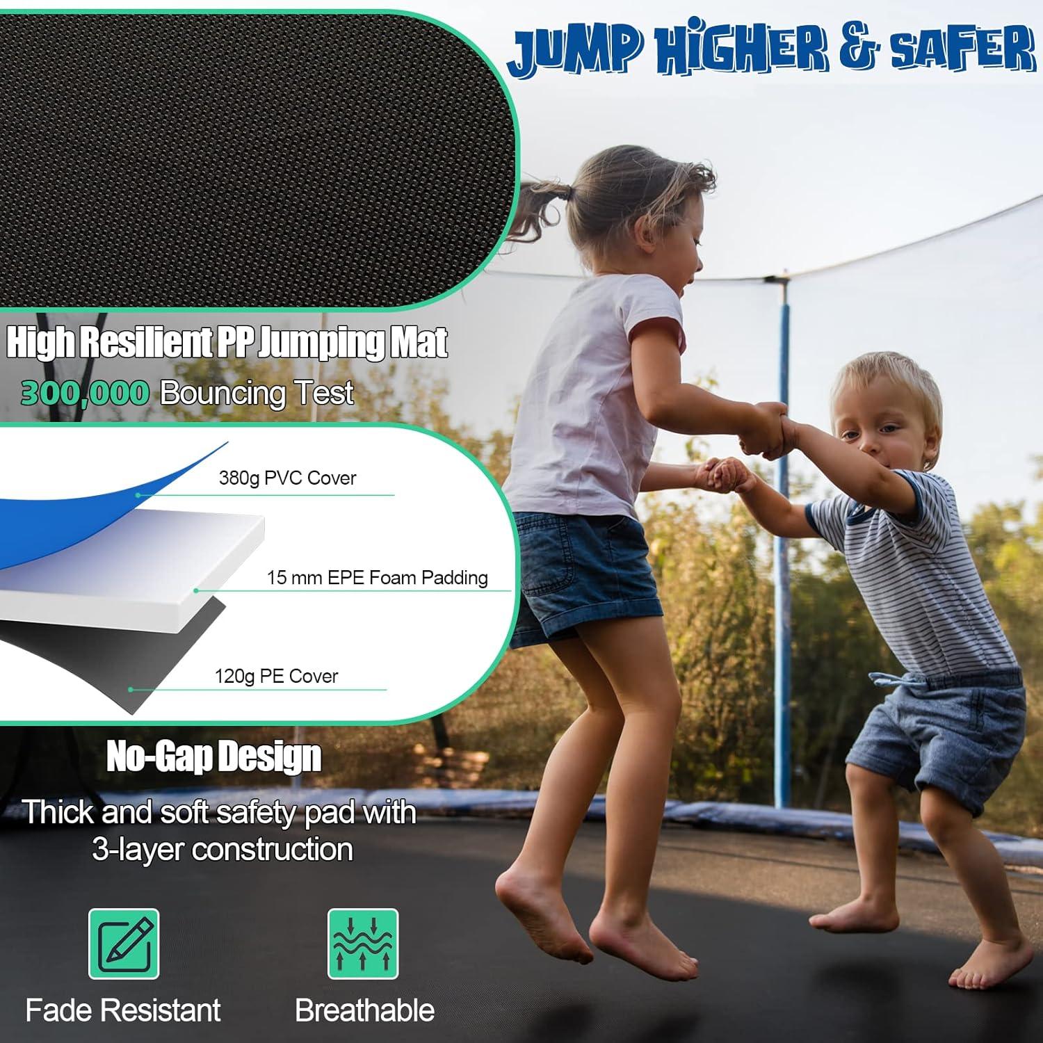image:imageGiantex Trampoline with Basketball Hoop 12 14 15 16 Ft Trampoline for Kids and Adults with Ladder ASTM Approved Outdoor Large Recreational Trampoline with Net for Backyards Park14 Ft Inside Pad