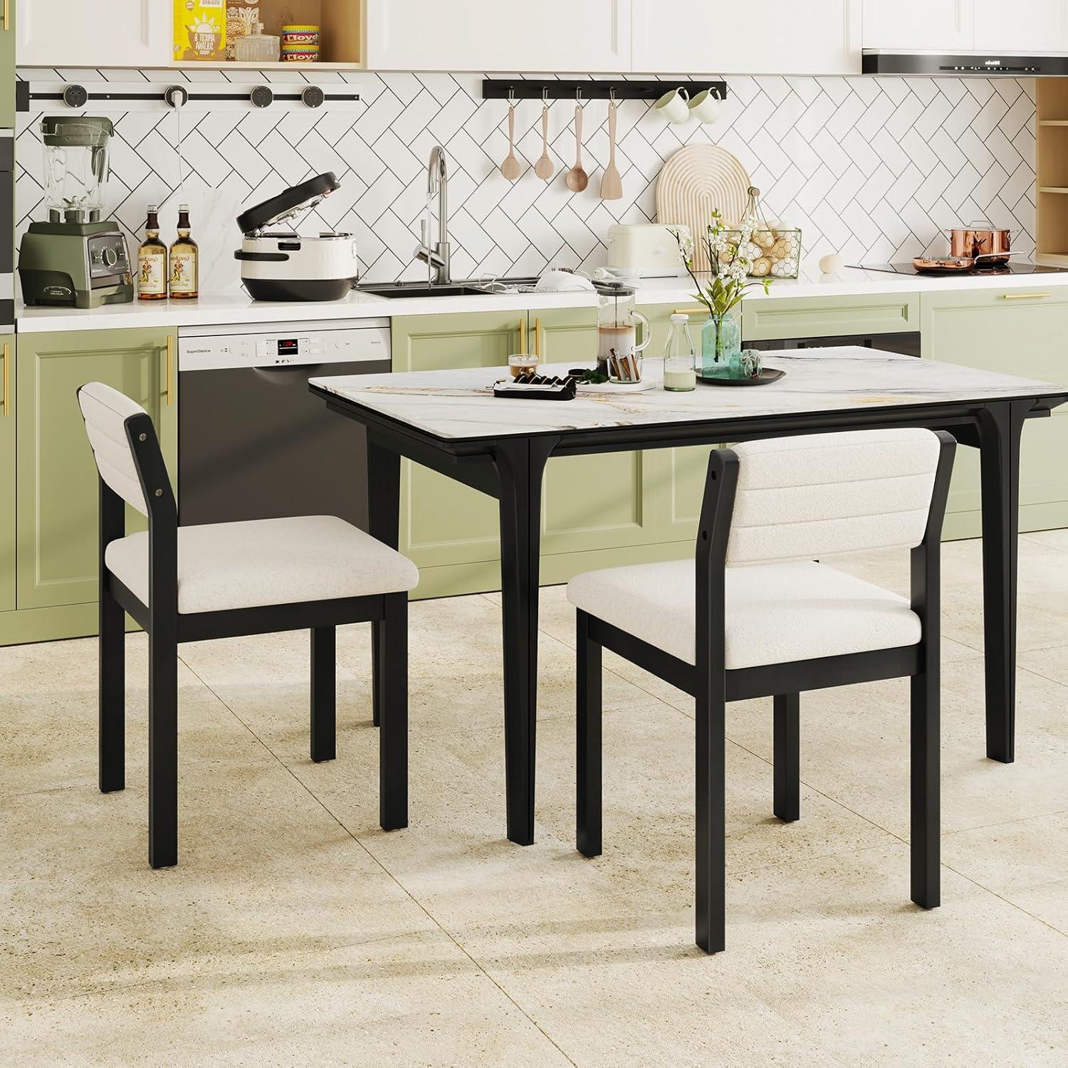 image:imageGiantex Upholstered Dining Chairs Set of 2 Sherpa Kitchen Chairs with Wood Frame amp Padded Seat Mid Century Modern Accent Armless Side Chairs for Dining Room Living Room Restaurant White2