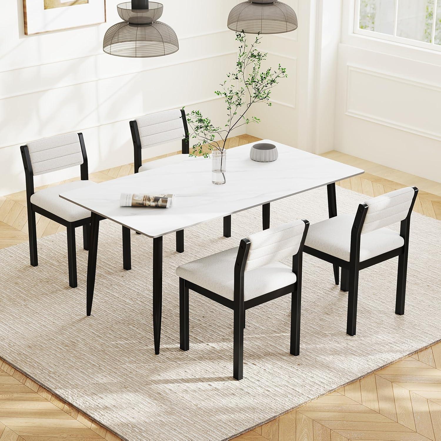 image:imageGiantex Upholstered Dining Chairs Set of 2 Sherpa Kitchen Chairs with Wood Frame amp Padded Seat Mid Century Modern Accent Armless Side Chairs for Dining Room Living Room Restaurant White1
