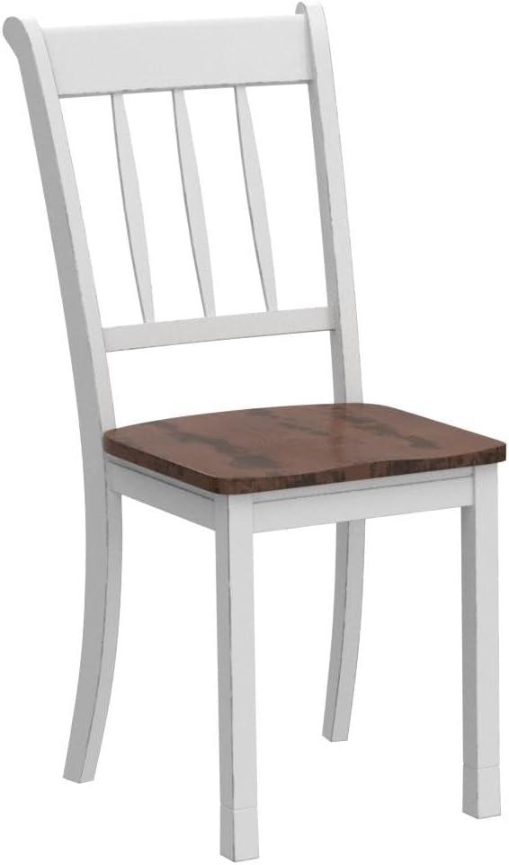 image:imageGiantex Wood Dining Chairs Set of 2 Armless Kitchen Chairs wSolid Rubber Wood Frame Easy to Assemble Dining Side Chair Farmhouse Dining Room ChairsIvorybrown