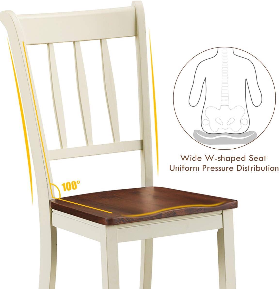 image:imageGiantex Wood Dining Chairs Set of 2 Armless Kitchen Chairs wSolid Rubber Wood Frame Easy to Assemble Dining Side Chair Farmhouse Dining Room ChairsIvorybrown