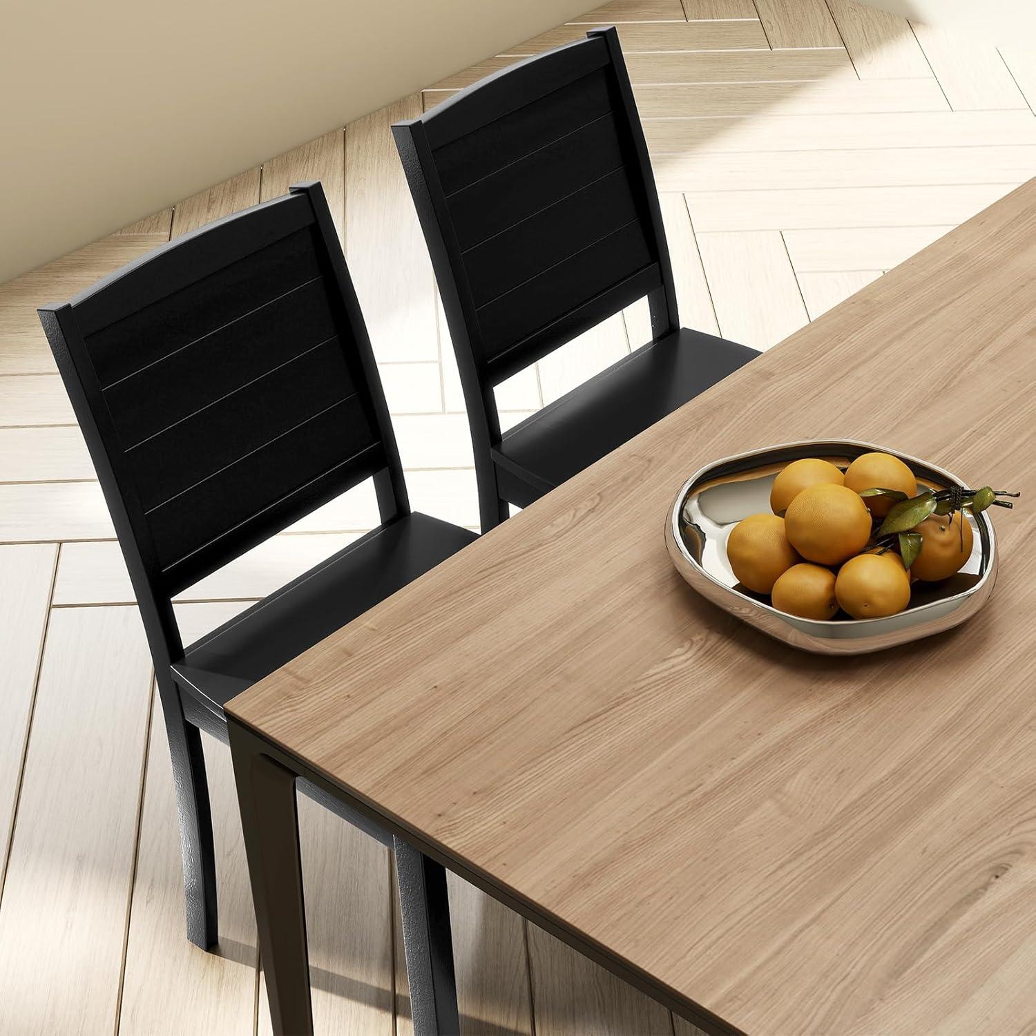 image:imageGiantex Wood Dining Chairs Set of 2 Modern Kitchen Chairs wRubber Wood Legs Curved Backrest Farmhouse Diner Chairs Wooden Armless Side Chairs for Home Dining Restaurant Load 400 LBS BlackBlack