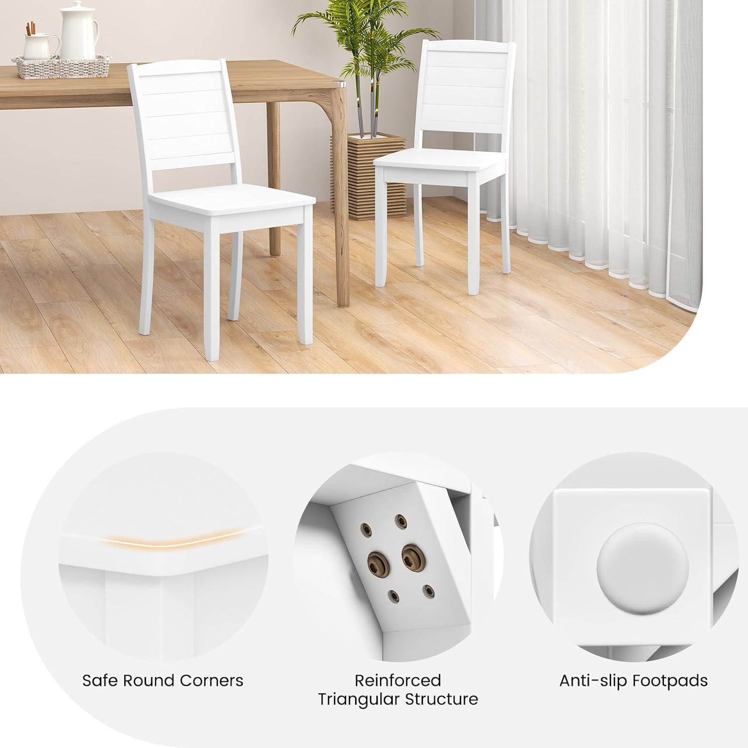 image:imageGiantex Wood Dining Chairs Set of 2 Modern Kitchen Chairs wRubber Wood Legs Curved Backrest Farmhouse Diner Chairs Wooden Armless Side Chairs for Home Dining Restaurant Load 400 LBS BlackWhite