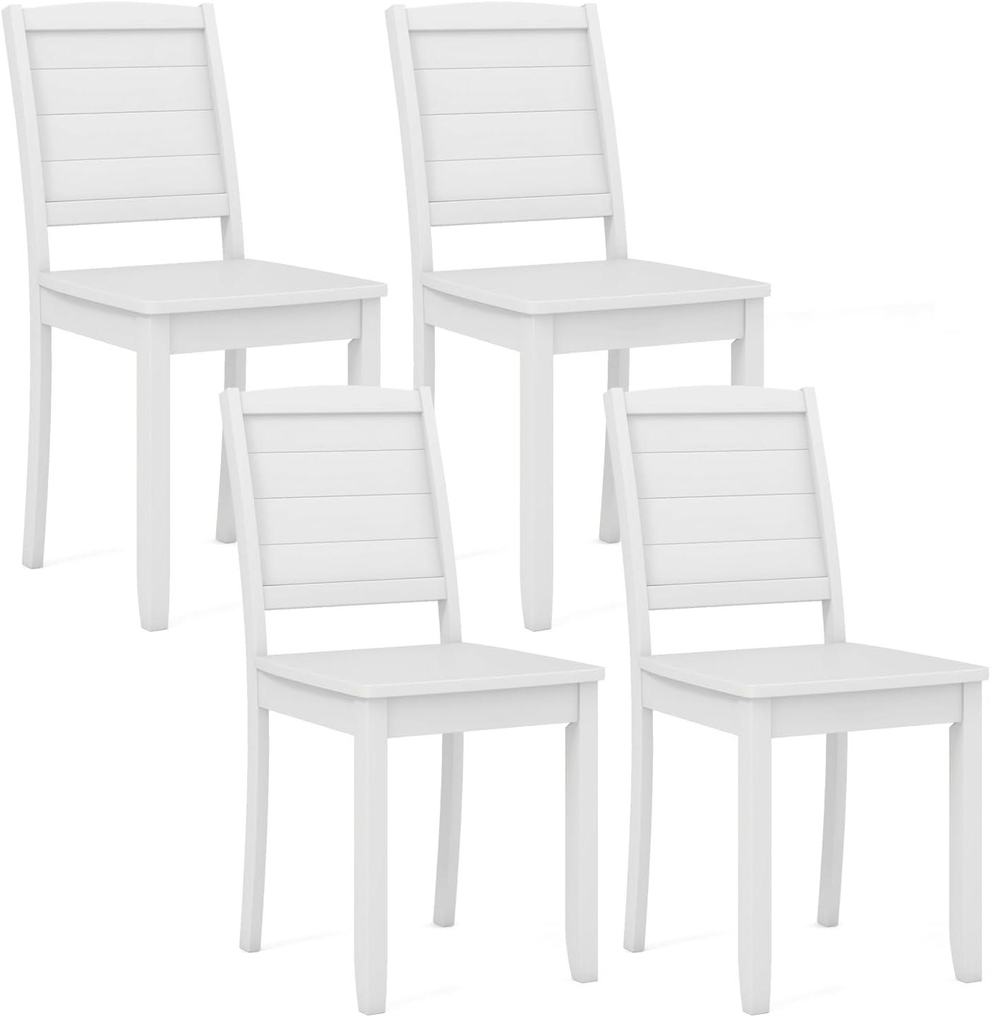 image:imageGiantex Wood Dining Chairs Set of 2 Modern Kitchen Chairs wRubber Wood Legs Curved Backrest Farmhouse Diner Chairs Wooden Armless Side Chairs for Home Dining Restaurant Load 400 LBS BlackWhite