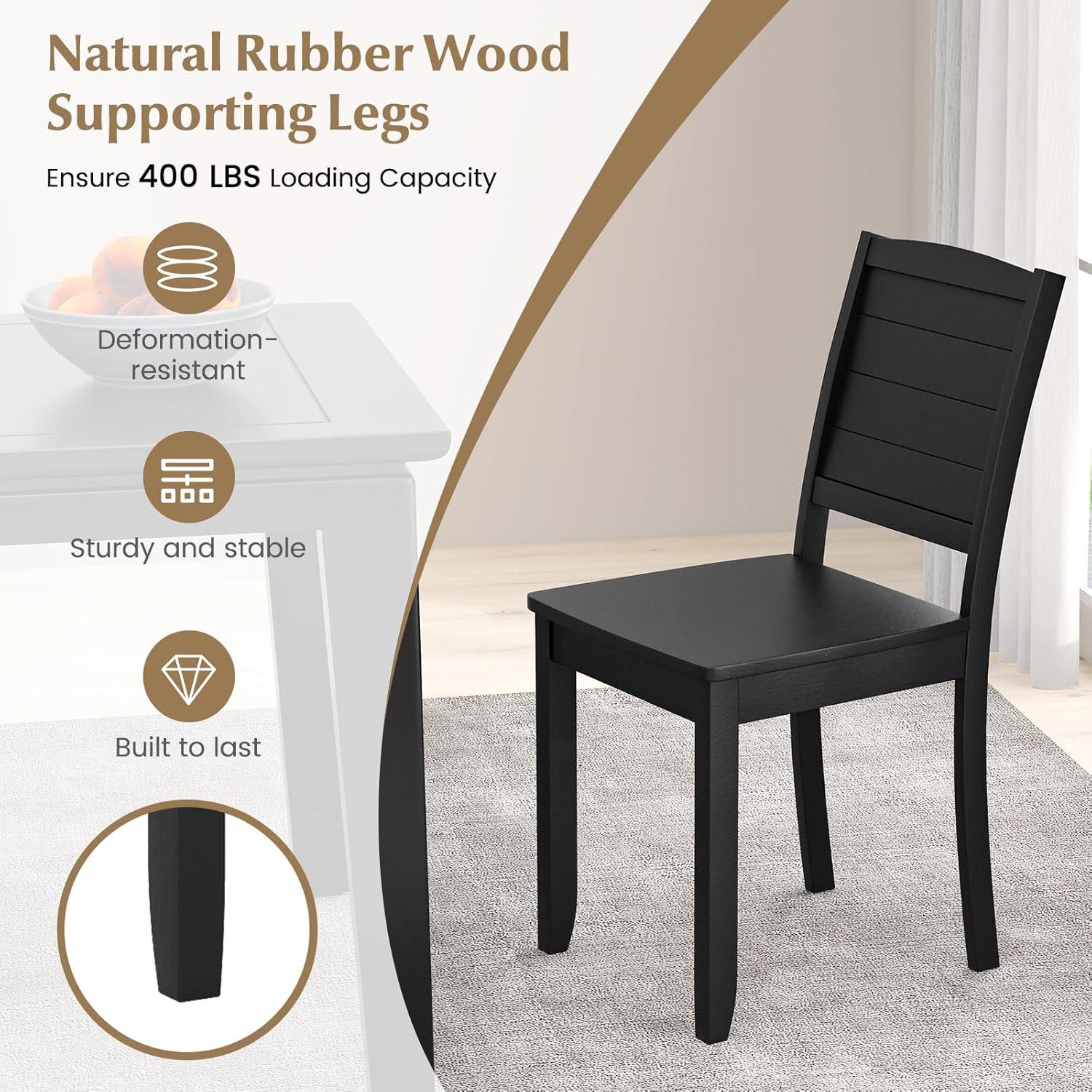 image:imageGiantex Wood Dining Chairs Set of 2 Modern Kitchen Chairs wRubber Wood Legs Curved Backrest Farmhouse Diner Chairs Wooden Armless Side Chairs for Home Dining Restaurant Load 400 LBS BlackBlack
