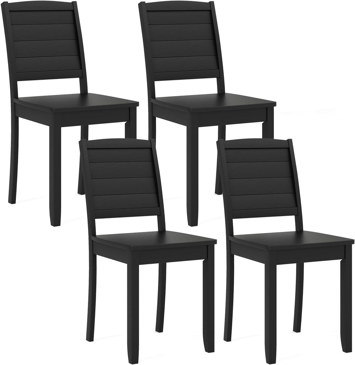 image:imageGiantex Wood Dining Chairs Set of 2 Modern Kitchen Chairs wRubber Wood Legs Curved Backrest Farmhouse Diner Chairs Wooden Armless Side Chairs for Home Dining Restaurant Load 400 LBS BlackBlack