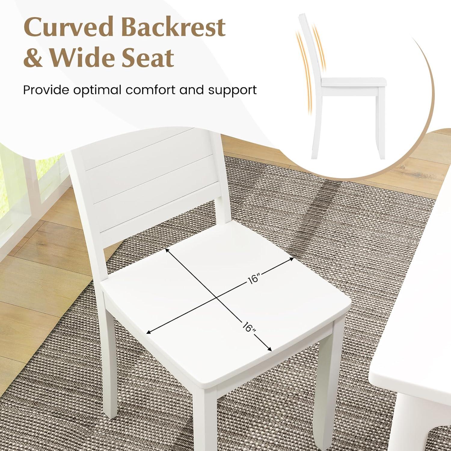 image:imageGiantex Wood Dining Chairs Set of 2 Modern Kitchen Chairs wRubber Wood Legs Curved Backrest Farmhouse Diner Chairs Wooden Armless Side Chairs for Home Dining Restaurant Load 400 LBS BlackWhite