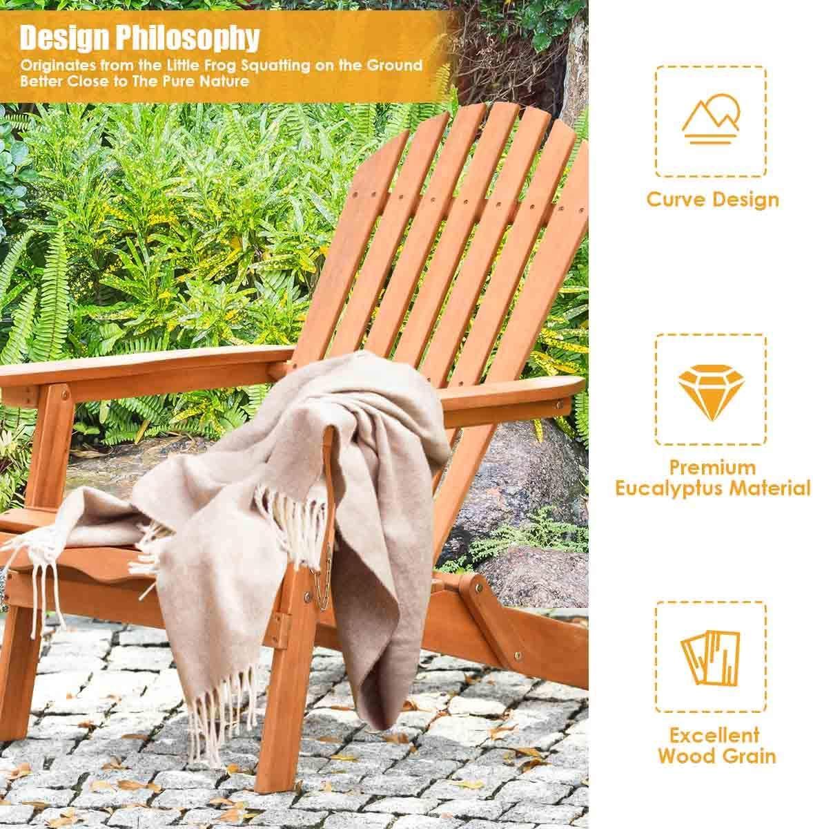 image:imageGiantex Wooden Adirondack Chair Outdoor Lounger Chair Folding Adirondack Chairs 400 lbs Weight Capacity for Patio Garden Deck Porch Lawn Oversized Backyard Seating Fire Pit Chairs1