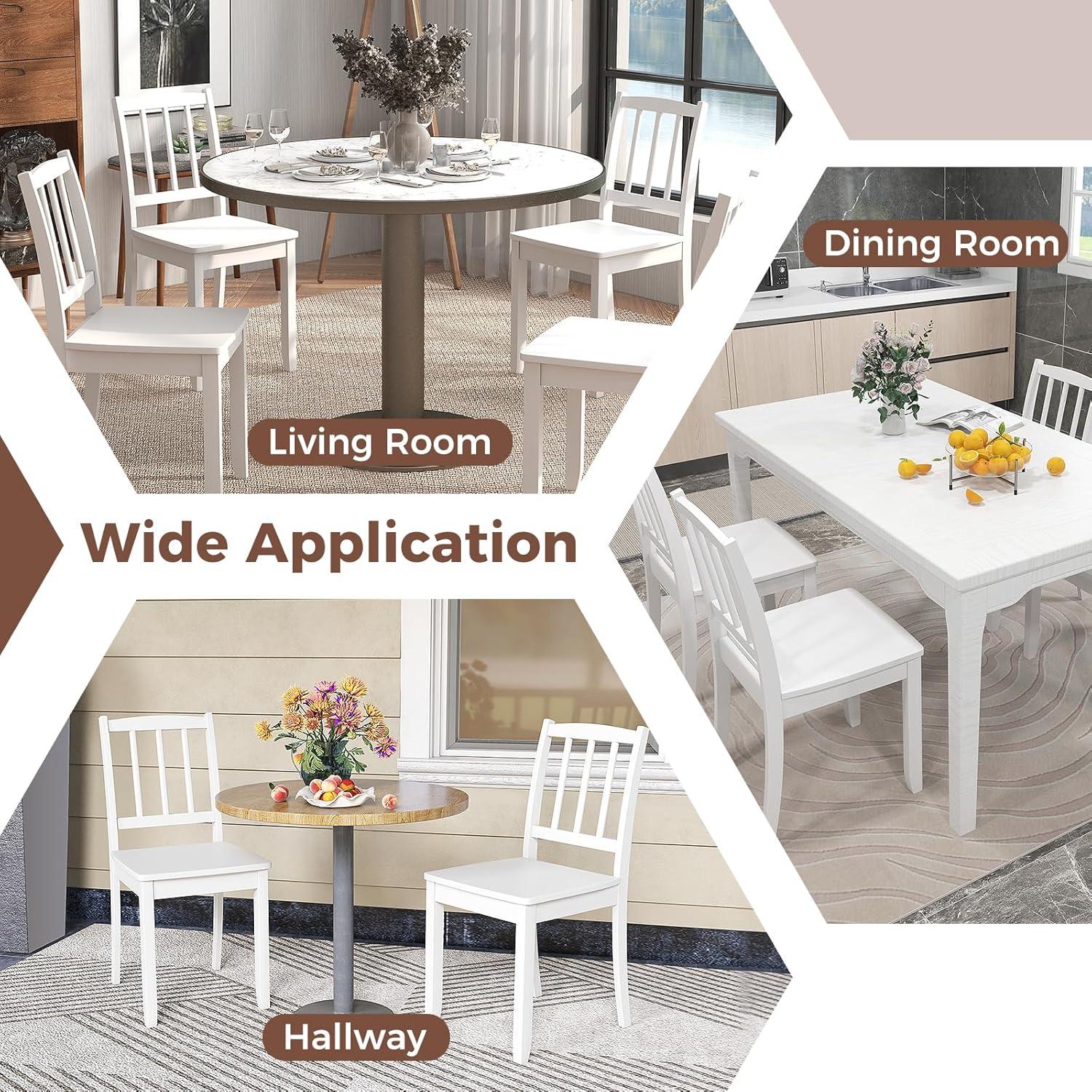 image:imageGiantex Wooden Dining Chairs Set of 2 Modern Kitchen Chairs wRubber Wood Legs amp Curved Backrest Ladder Back Diner Chairs Farmhouse Side Chairs for Study Dining Room Load 400 LBS WhiteWhite