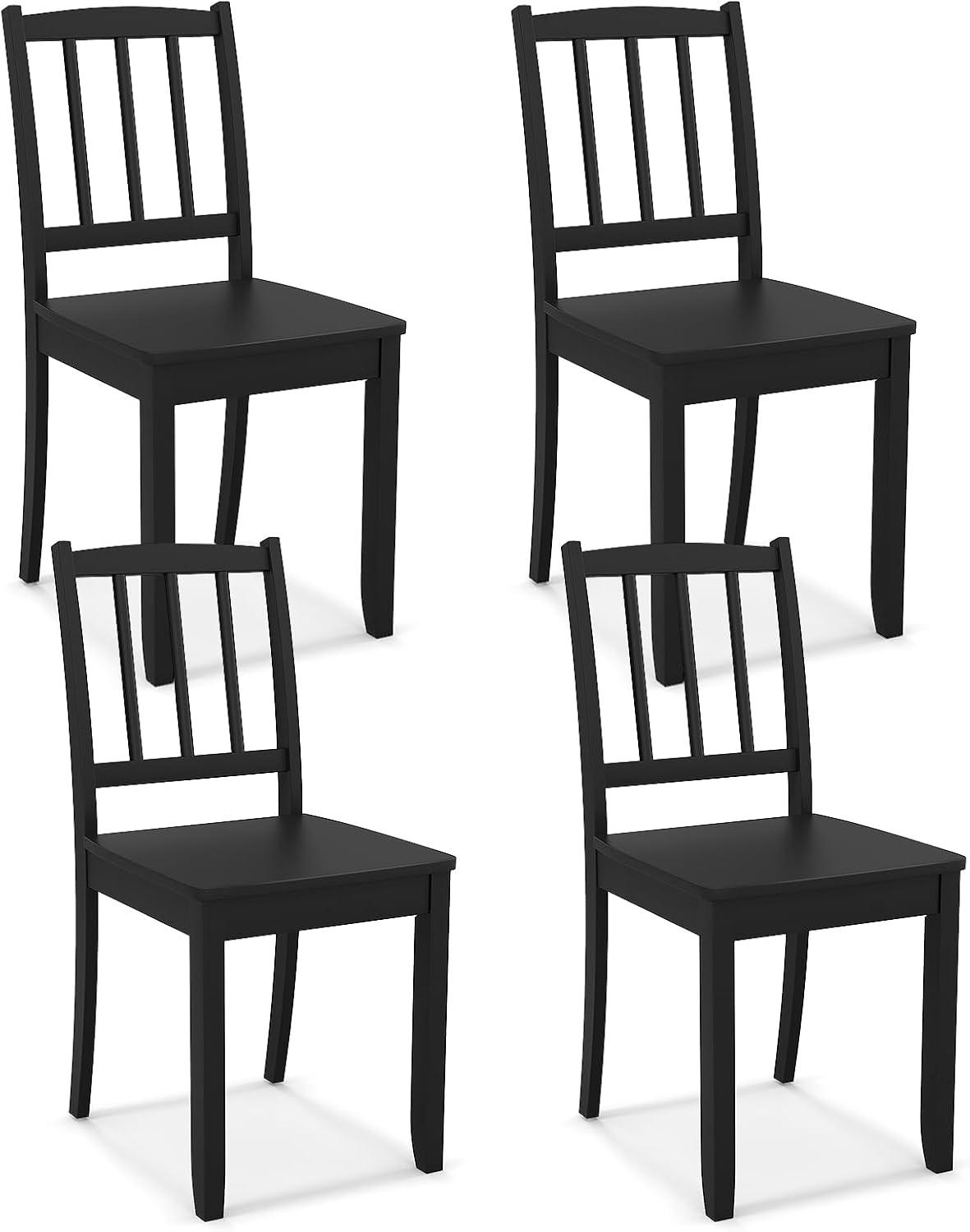 image:imageGiantex Wooden Dining Chairs Set of 2 Modern Kitchen Chairs wRubber Wood Legs amp Curved Backrest Ladder Back Diner Chairs Farmhouse Side Chairs for Study Dining Room Load 400 LBS WhiteBlack