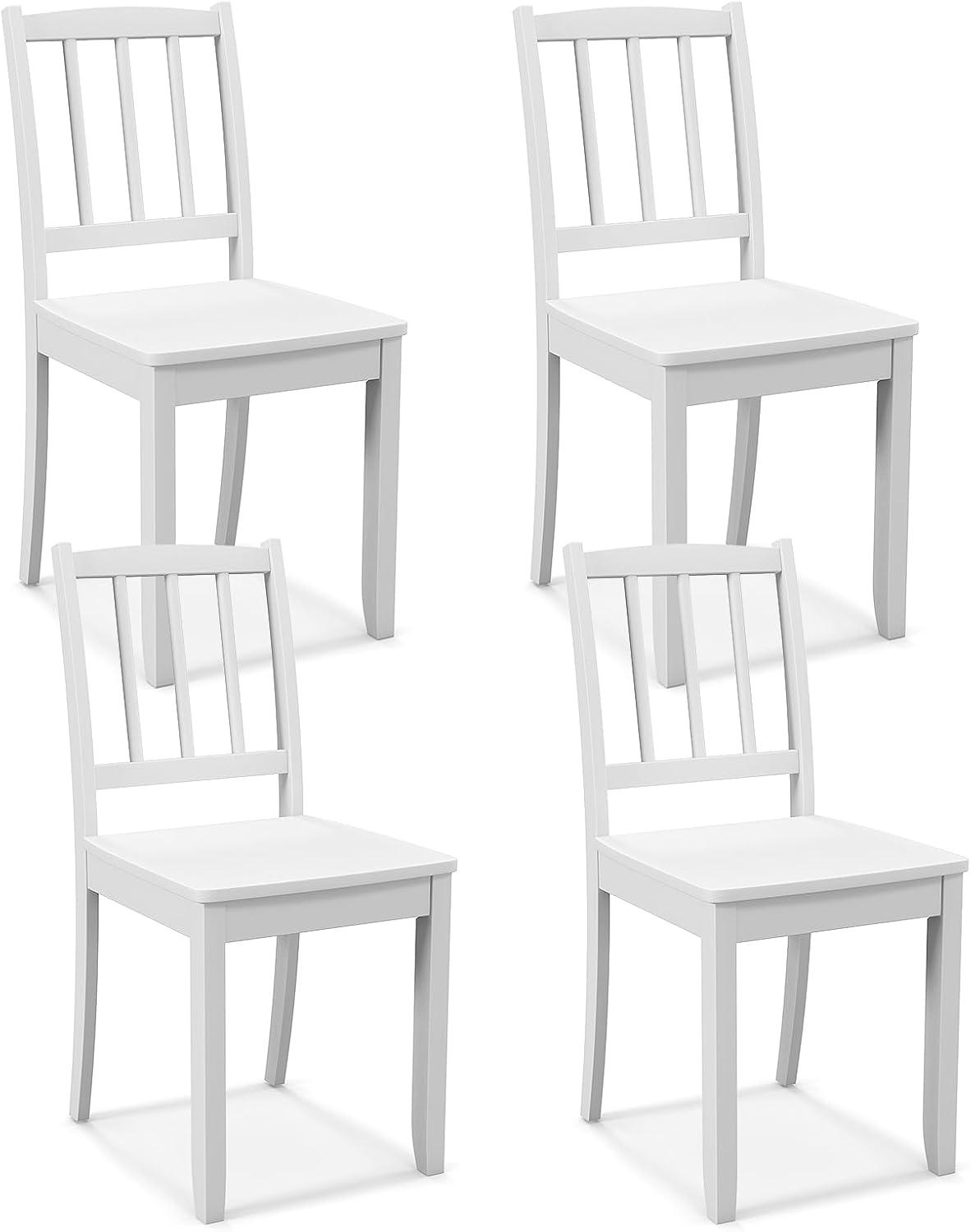 image:imageGiantex Wooden Dining Chairs Set of 2 Modern Kitchen Chairs wRubber Wood Legs amp Curved Backrest Ladder Back Diner Chairs Farmhouse Side Chairs for Study Dining Room Load 400 LBS WhiteWhite