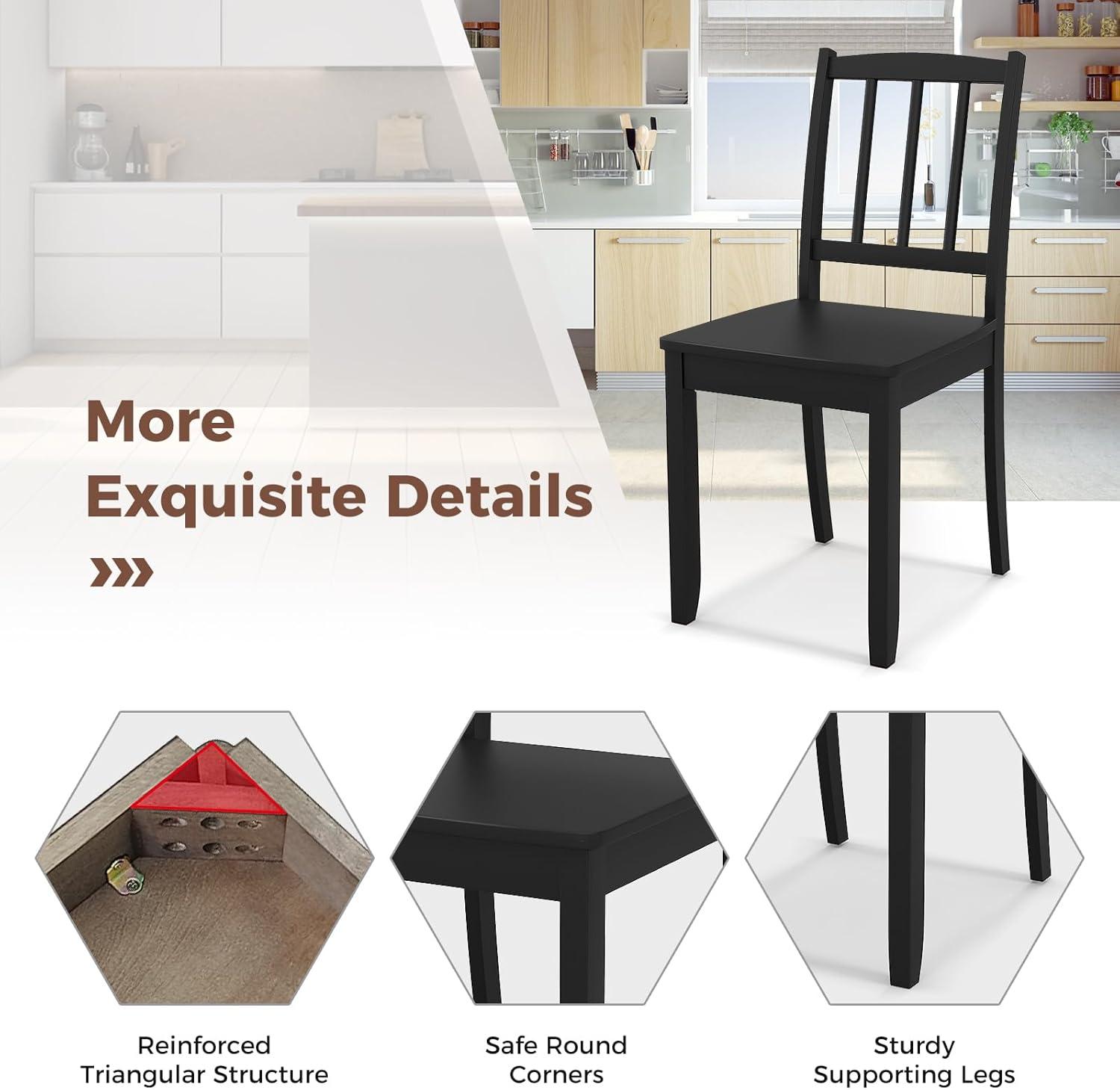 image:imageGiantex Wooden Dining Chairs Set of 2 Modern Kitchen Chairs wRubber Wood Legs amp Curved Backrest Ladder Back Diner Chairs Farmhouse Side Chairs for Study Dining Room Load 400 LBS WhiteBlack