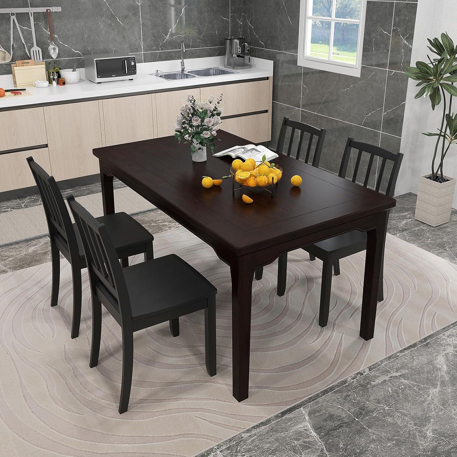 image:imageGiantex Wooden Dining Chairs Set of 2 Modern Kitchen Chairs wRubber Wood Legs amp Curved Backrest Ladder Back Diner Chairs Farmhouse Side Chairs for Study Dining Room Load 400 LBS WhiteBlack