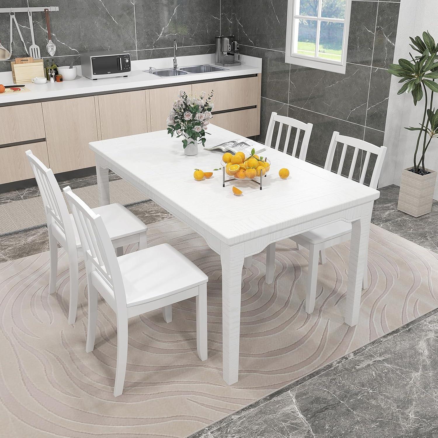 image:imageGiantex Wooden Dining Chairs Set of 2 Modern Kitchen Chairs wRubber Wood Legs amp Curved Backrest Ladder Back Diner Chairs Farmhouse Side Chairs for Study Dining Room Load 400 LBS WhiteWhite
