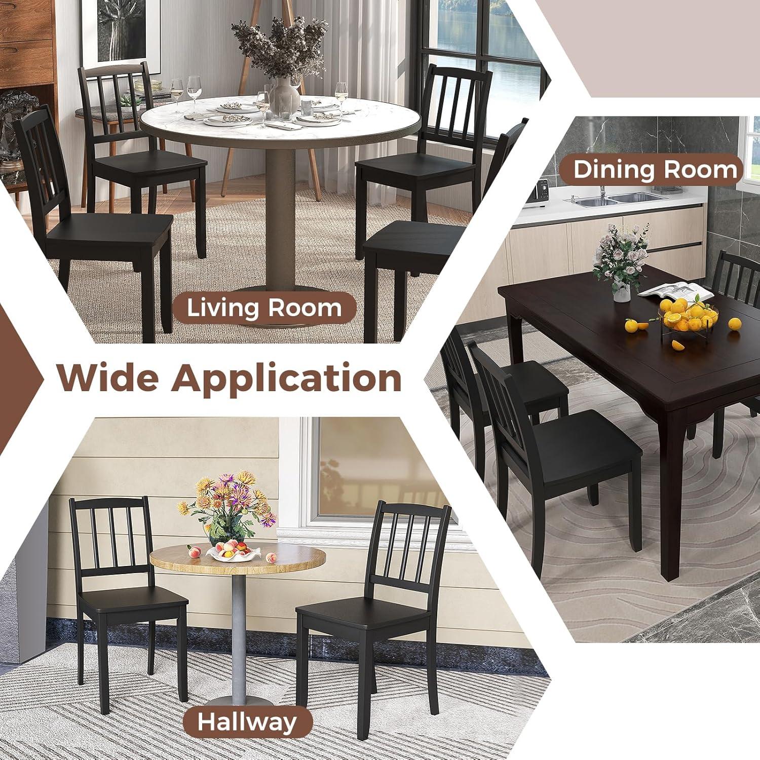 image:imageGiantex Wooden Dining Chairs Set of 2 Modern Kitchen Chairs wRubber Wood Legs amp Curved Backrest Ladder Back Diner Chairs Farmhouse Side Chairs for Study Dining Room Load 400 LBS WhiteBlack