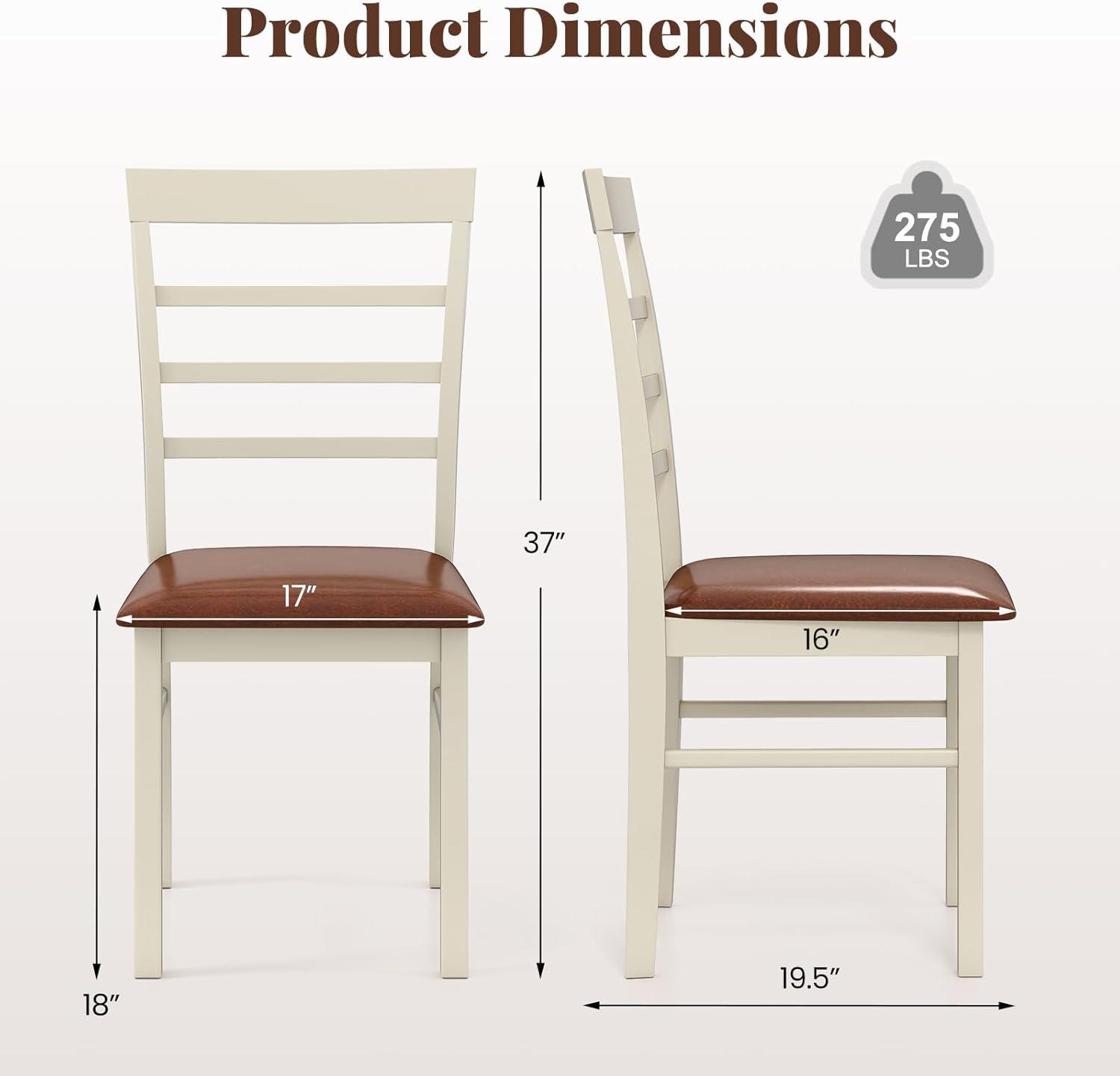 image:imageGiantex Wooden Dining Chairs Set of 2 PU Leather Upholstered Kitchen Chair wRubber Wood Frame Padded Seat Curved Back Farmhouse Accent Side Chairs for Dining Room Living Room1