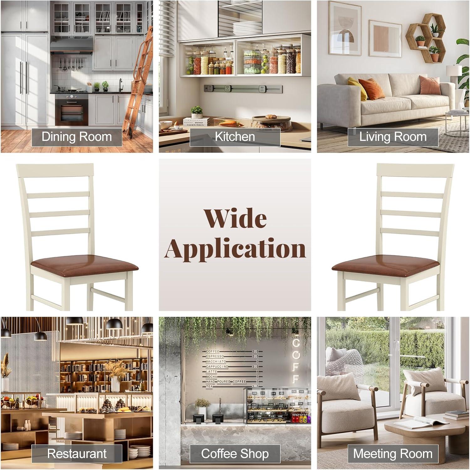 image:imageGiantex Wooden Dining Chairs Set of 2 PU Leather Upholstered Kitchen Chair wRubber Wood Frame Padded Seat Curved Back Farmhouse Accent Side Chairs for Dining Room Living Room2