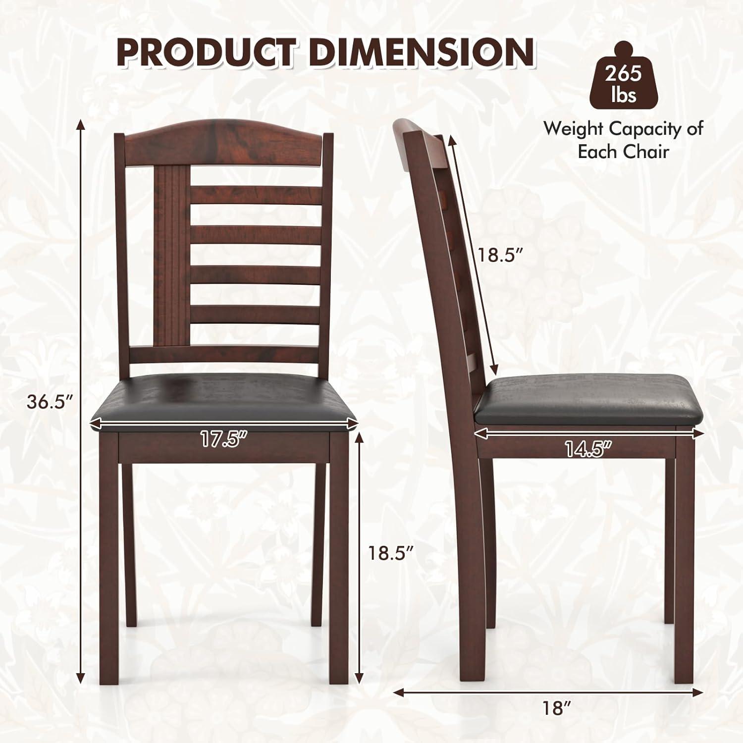 image:imageGiantex Wooden Dining Chairs Set of 2 PU Leather Upholstered Kitchen Chairs wPadded Seat Rubber Wood Legs High Back Farmhouse Armless Accent Side Chairs for Living Room RestaurantWalnutblack