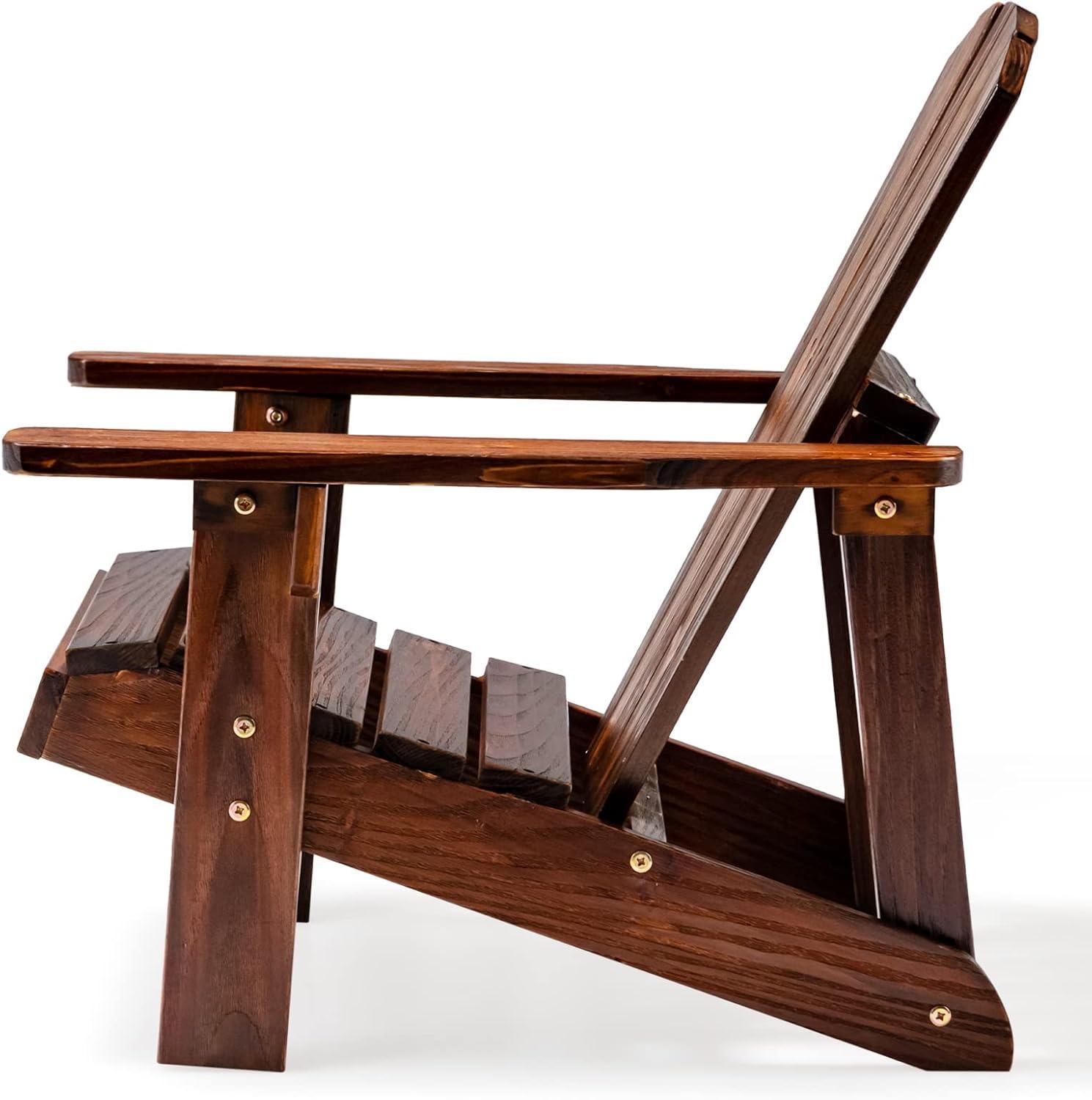 image:imageGiantex Wooden Kids Adirondack Chair All Weather Patio Chair with High Backrest Arm Rest 110 LBS Weight Capacity Outdoor Fir Wood Porch Chair for Balcony Backyard Poolside Yard 1 CoffeeCoffee