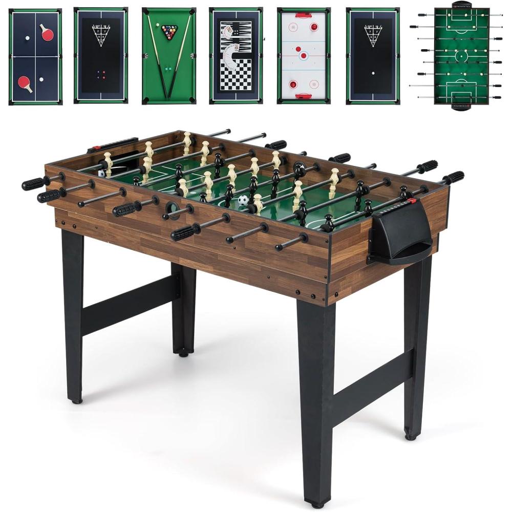 image:imageGiantex 10in1 Multi Game Table Combo Game Table Set wHockey Foosball Pool PingPong Chess Cards Checkers Bowling Shuffleboard Backgammon Adult Size Foosball Table for Game Room Family415L x 24W x 315H