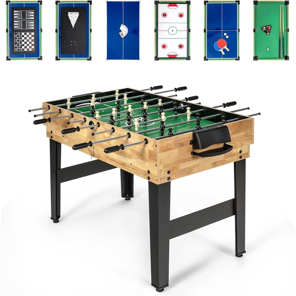 image:imageGiantex 10in1 Multi Game Table Combo Game Table Set wHockey Foosball Pool PingPong Chess Cards Checkers Bowling Shuffleboard Backgammon Adult Size Foosball Table for Game Room Family