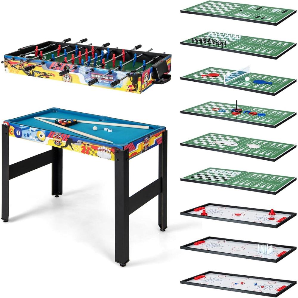 image:imageGiantex 12in1 Multi Game Table 48 Inch Combination Game Tables with Foosball Hockey Ping Pong Pool Chess Bowling Checkers Shuffleboard Combo Game Table Set for Adults