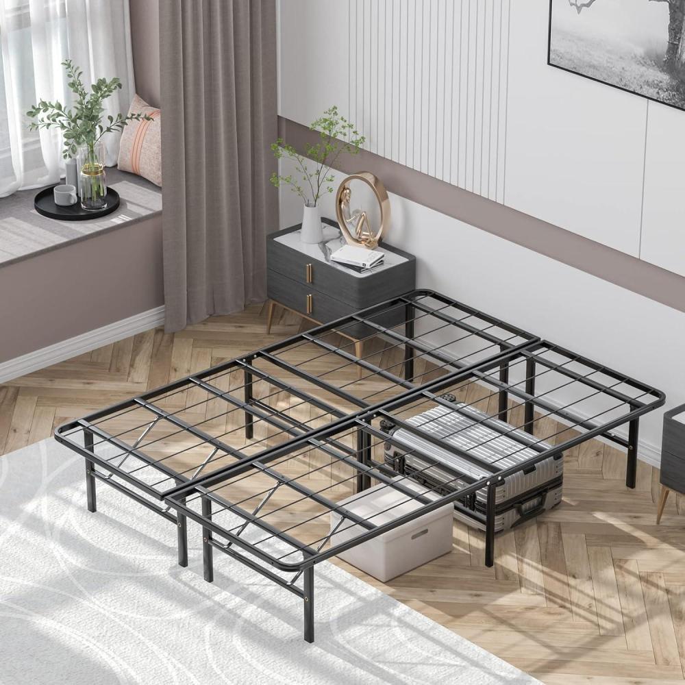 image:imageGiantex 14 Inch Foldable Metal Platform Bed Frame ToolFree Assemble Heavy Duty Folding Bed Frame wSteel Slat amp Underbed Storage Mattress Foundation No Box Spring NeededFull