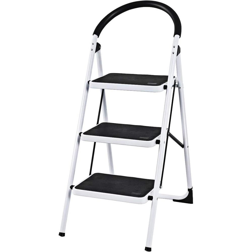 image:imageGiantex 2 Step Ladder Folding Step Stool Platform Home Kitchen Tool Multiuse Stepladder wSturdy Frame Rubber Hand Grip AntiSlip Pedal Lightweight Portable Ladder 330Lbs Capacity3 Step