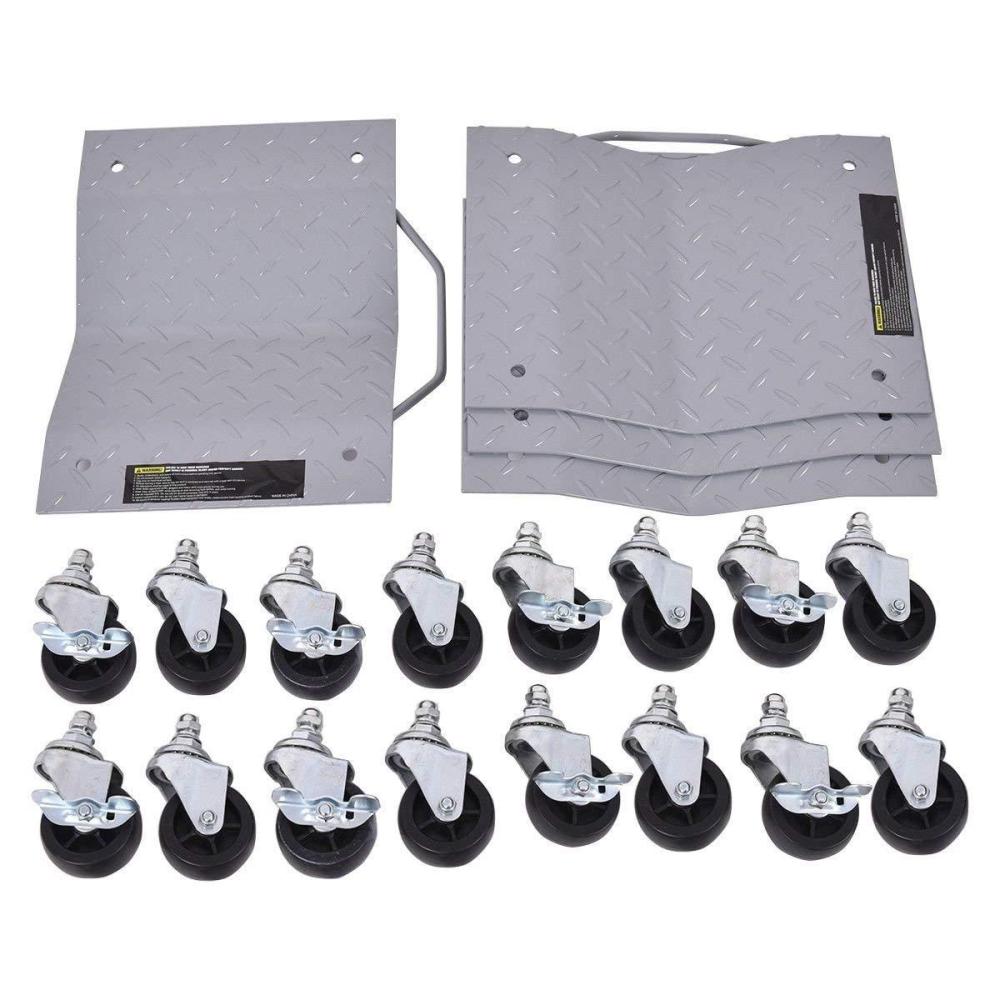 image:imageGiantex 4 PCS Wheel Dollies 4 X 3 Set Wheel Dollies Vehicle Moving Tool Car Auto Repair Tools Gray